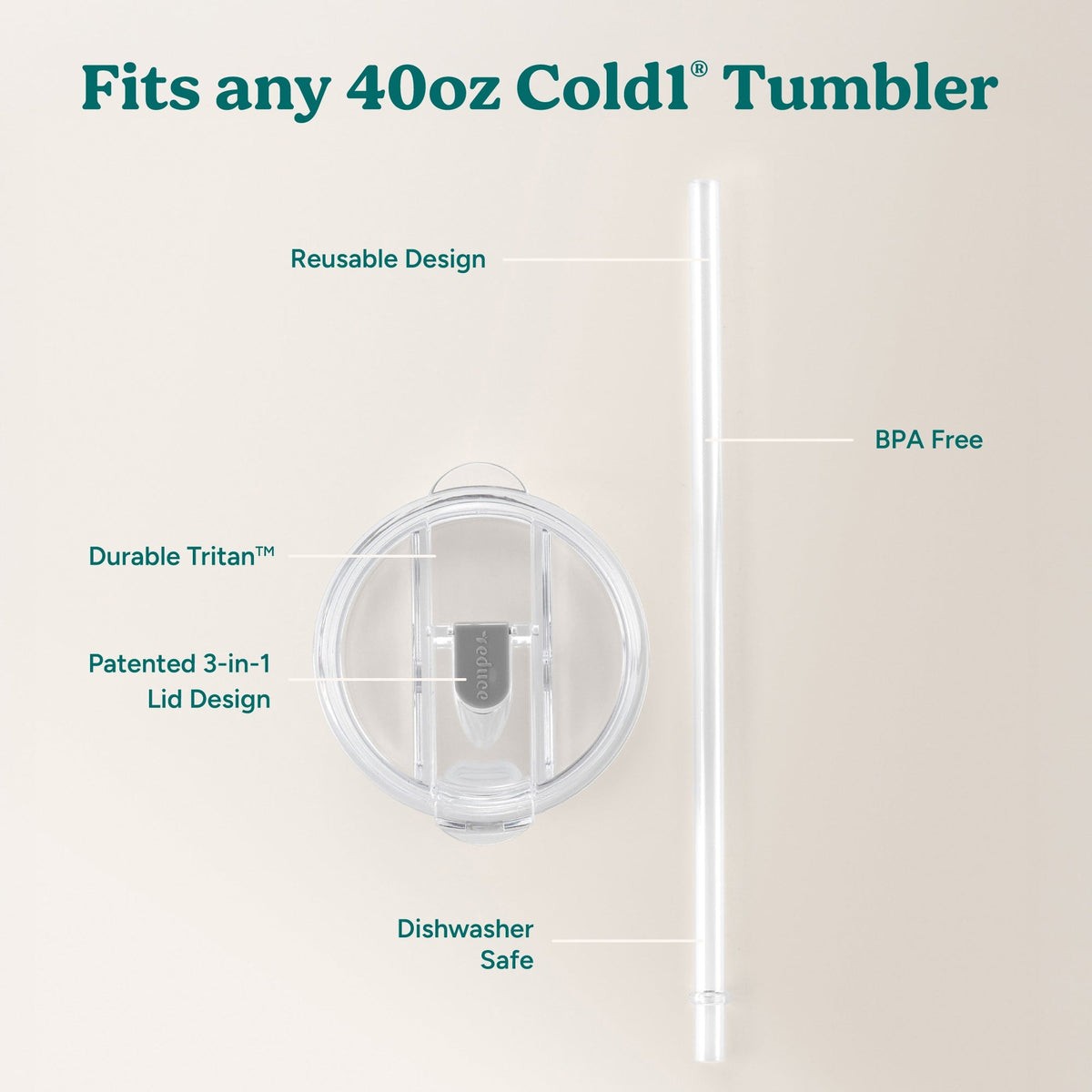 Cold1 Lid & Straw - Large