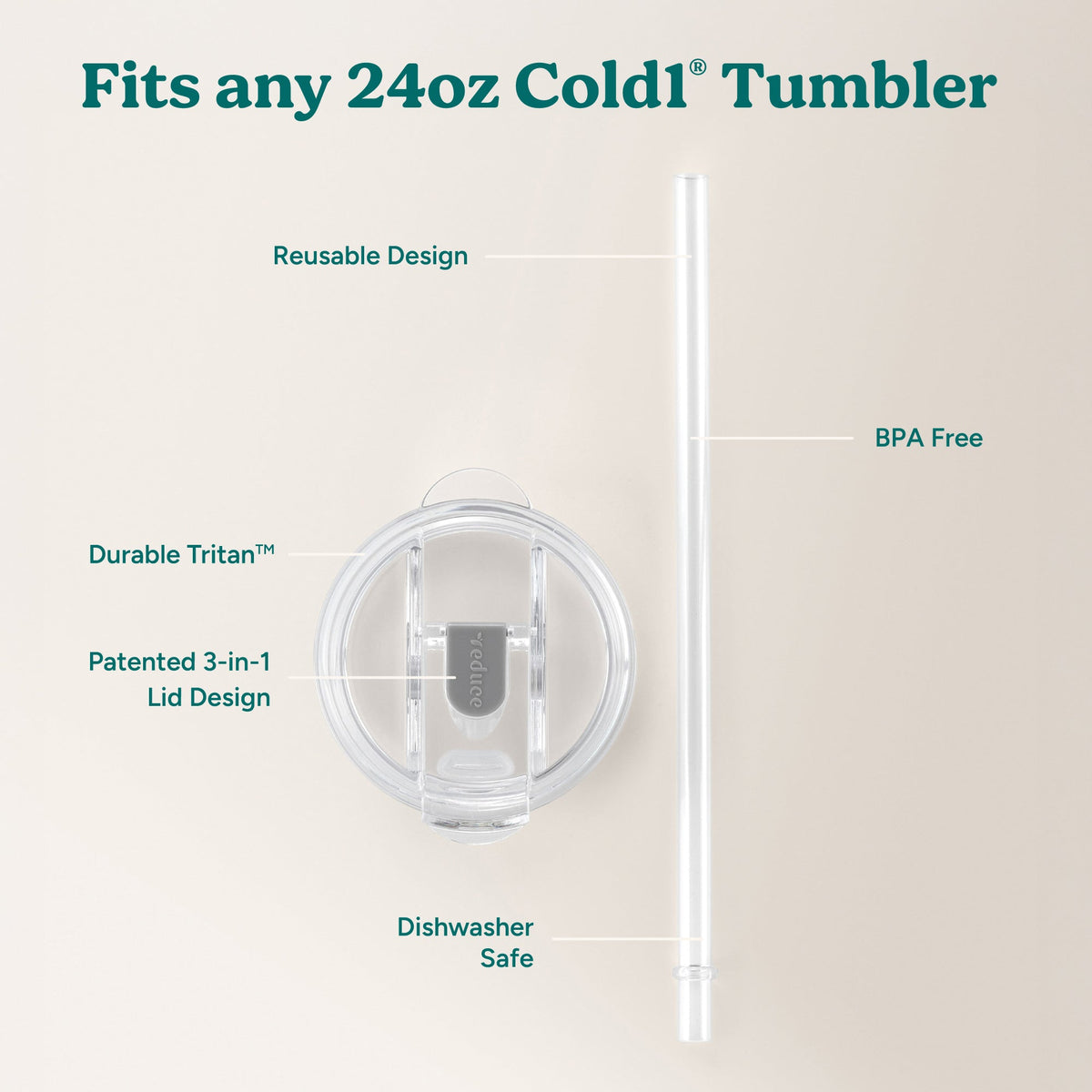 Cold1 Lid & Straw - Medium